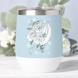 Dragón de invierno blanco Snowflakes Blue
