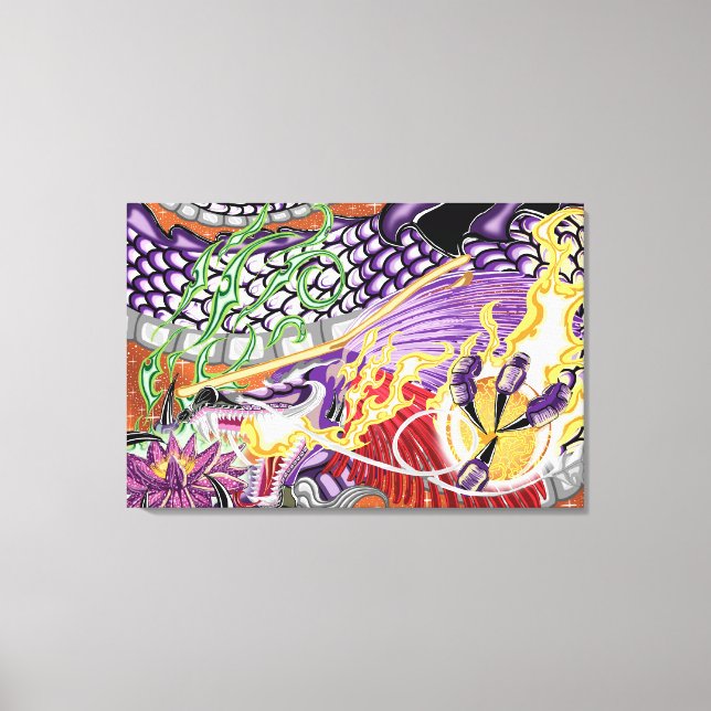 Dragón de la impresión de lona de Lotus Stretched (Anverso)