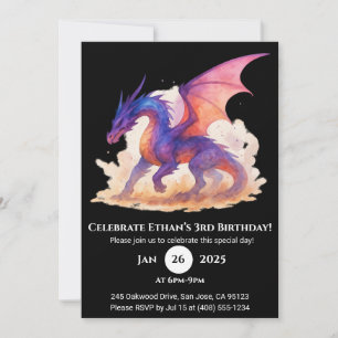 Dragón de llama celestial Invitación de cumpleaños