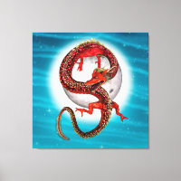 Dragón de Luna Roja Arte de Fantasía Celestial