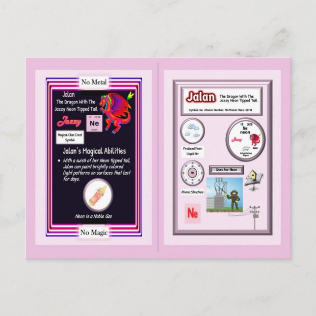 Dragón de mesa periódico - Tarjeta de neón (Anverso)