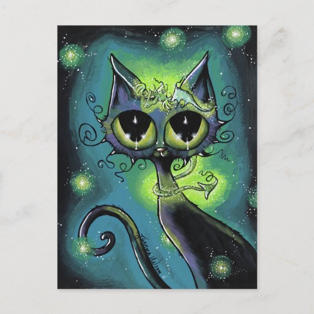 Dragón de pequeño amigo mágico y postal de gato (Anverso)