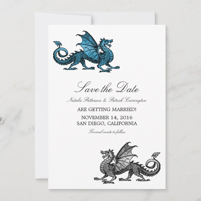 Dragón de plata azul salve la invitación a la fech (Anverso)