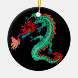 Dragón de respiración del fuego en el ornamento