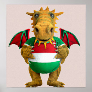 Dragón de rugby - Impresión de arte de rugby