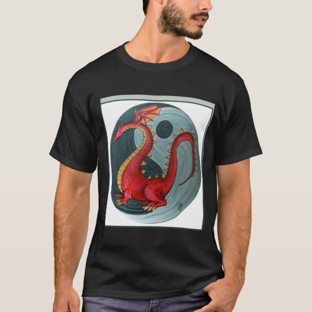 Dragón de Ying-Yang en la camiseta de los hombres (Anverso)