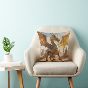 Dragón del desierto encantado - Cojín decorativo d