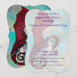 Dragón del rojo de la invitación de Baby Shower