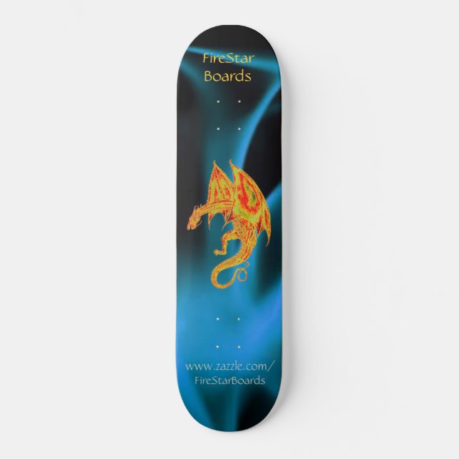 Dragón en el Skateboard de las llamas azules (Anverso)