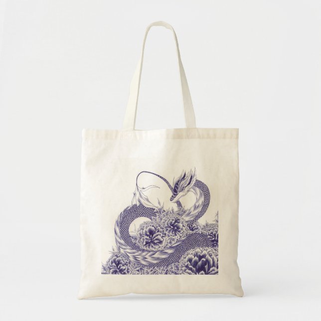 Dragón "en juego" y la bolsa Peony Tote (Frente)