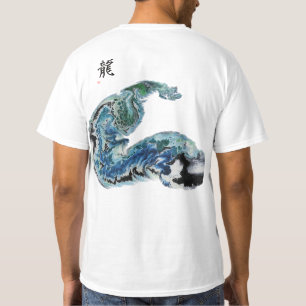 Dragón en las olas – Camiseta abstracta de energía