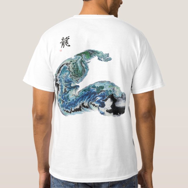 Dragón en las olas – Camiseta abstracta de energía (Reverso)
