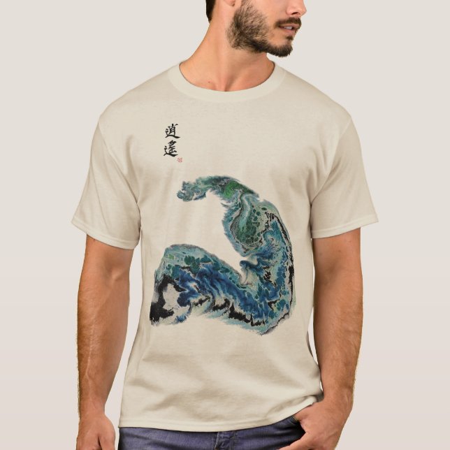 Dragón en las olas – Camiseta abstracta de energía (Anverso)