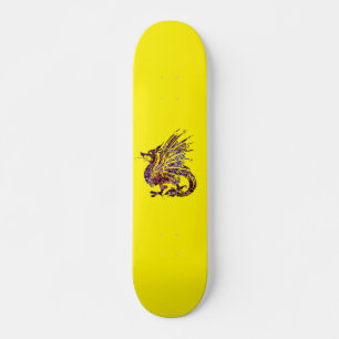 Dragón en Skateboard Morado y Oro