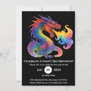 Dragón espiral deslumbrante Invitación de cumpleañ