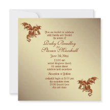 Dragón Flaming Golden 2 Boda Invitación temática
