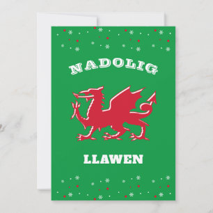 Dragón galés rojo Feliz Navidad Nadolig Llawen