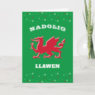 Dragón galés rojo Nadolig Llawen Feliz Navidad