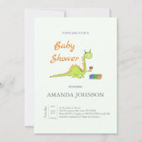 Dragón gracioso con dados Invitación Baby Shower