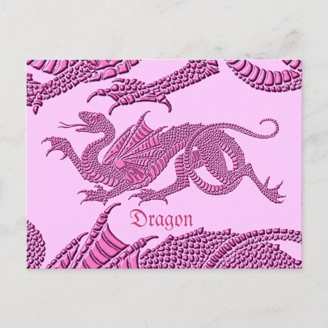Dragón heráldico (rosa) - Postales (Anverso)