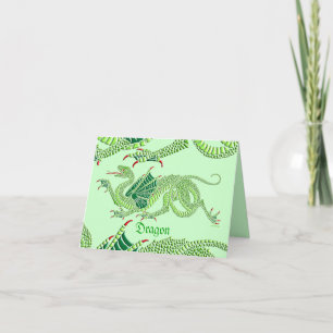 Dragón heráldico (verde) - Tarjeta de felicitación