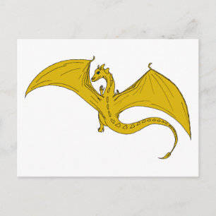 Dragón Incandescente Creaciones postal - Oro