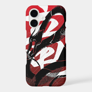 Dragón Japonés Negro Fondo Rojo