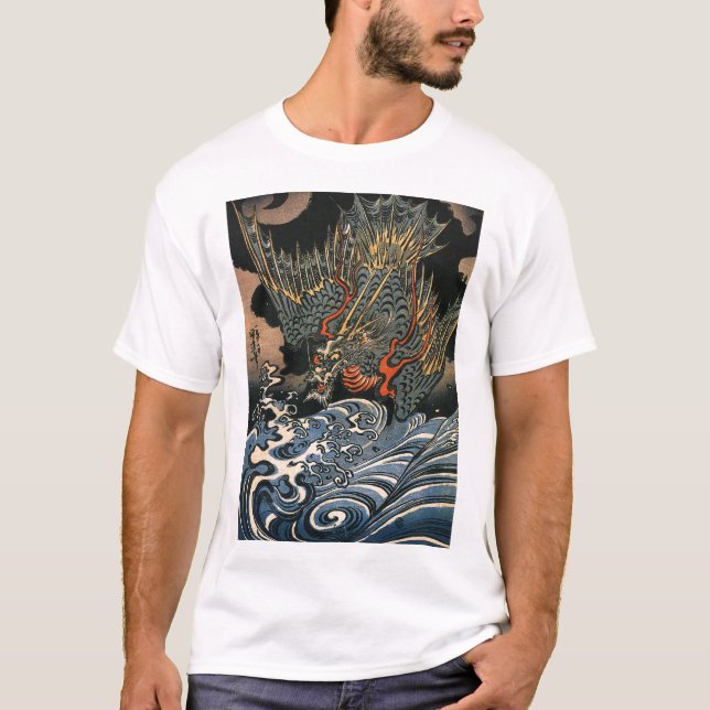 Dragón japonés que pinta la camisa de la C. 1800's (Anverso)
