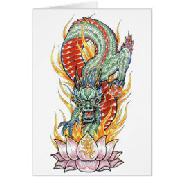 Dragón japonés y flores del Lotus