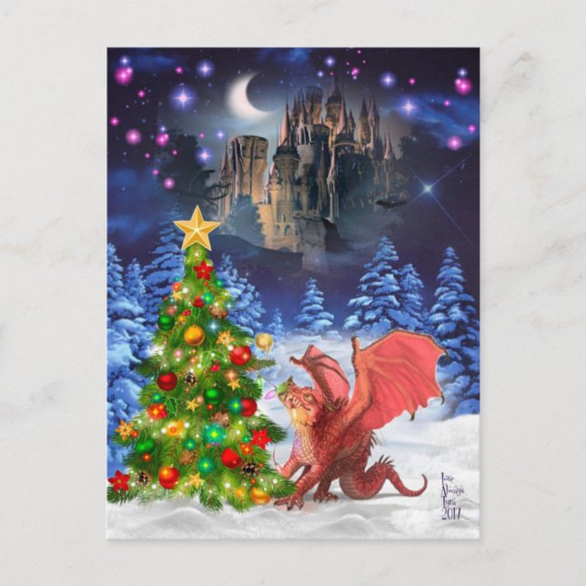 Dragón lanzando un árbol de Navidad (Anverso)