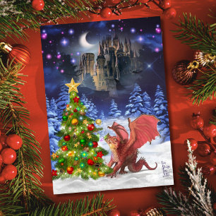 Dragón lanzando un árbol de Navidad