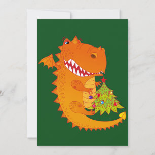 Dragón Lindo Sosteniendo Árbol de Navidad