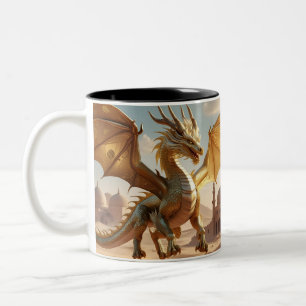 Dragón místico en el desierto - Diseño de tazas de