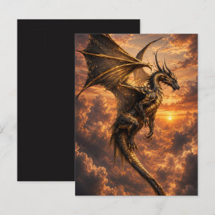 Dragón Místico Tarjeta Postal de la luna antigua