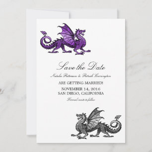 Dragón morado de plata salva la invitación de fech