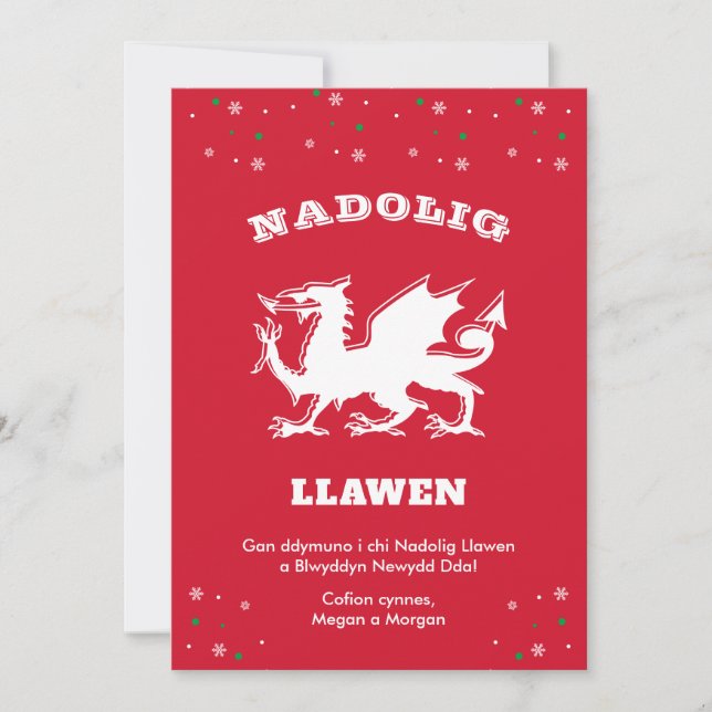 Dragon Nadolig Llawen Welsh Temática Feliz Navidad (Anverso)