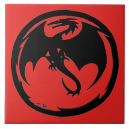 Dragón negro Gran baldosa