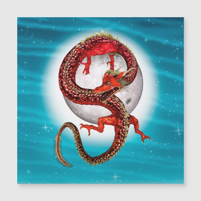 Dragón Oriental Rojo - Criatura Fantástica Mítica (Anverso)