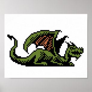 Dragon Poster de arte de 8 bits para píxeles