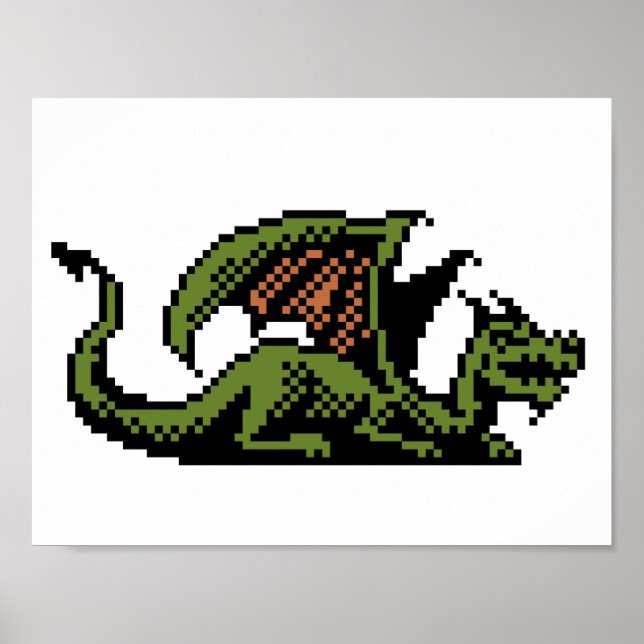 Dragon Poster de arte de 8 bits para píxeles (Frente)