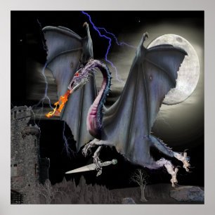 Dragón poster de arte de fantasía