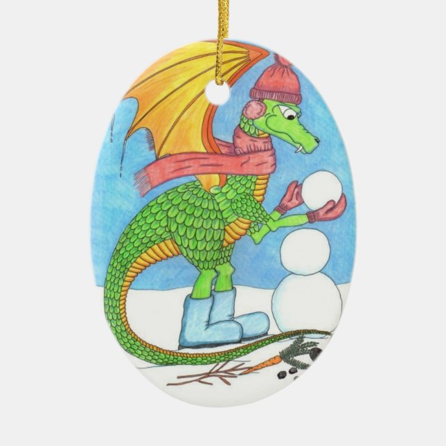 Dragón que construye un ornamento del muñeco de (Frente)
