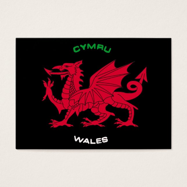 Dragón rojo de Gales (Cymru), negro, blanco, verde (Frente)