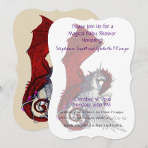 Dragón rojo de la invitación a Baby Shower de Unic