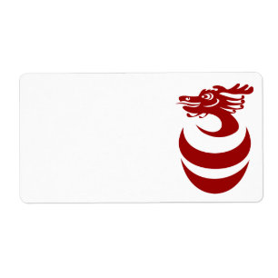 Dragón rojo en etiqueta del huevo