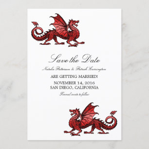 Dragón rojo salva la invitación de fecha