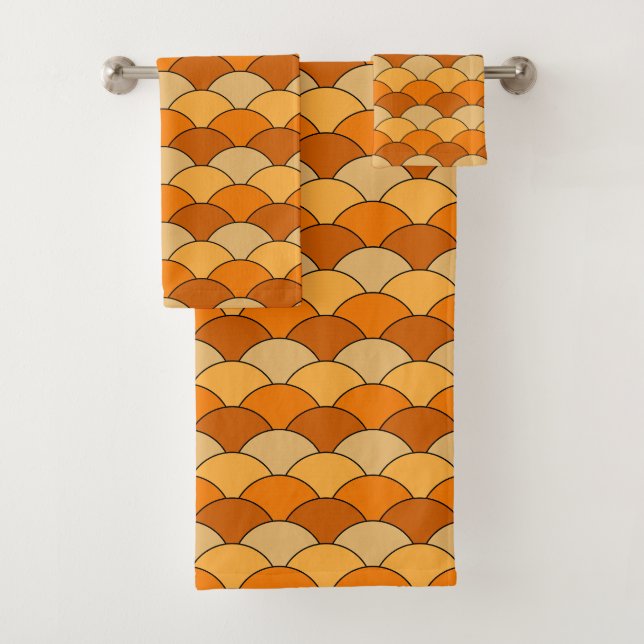 Dragon Scales, Fans, Waves, Seigaiha, Orange (In situ)