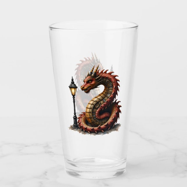 Dragón Steampunk al lado de una lámpara de calle v (Anverso)