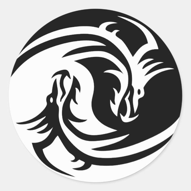 Dragón tribal Yin Yang Pegatina (Anverso)
