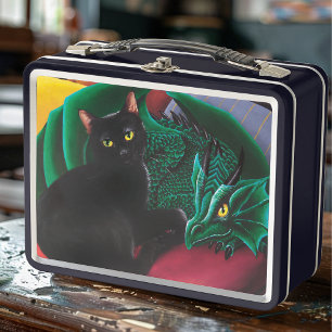 Dragón verde de gato negro